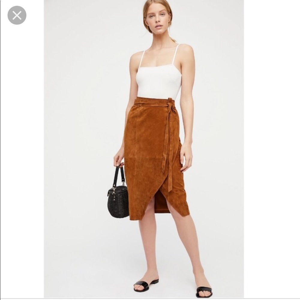 NWOT Free People Suede Wrap Skirt